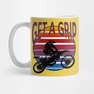 Get A Grip Dirt Bike Retro Sunset Art Mug